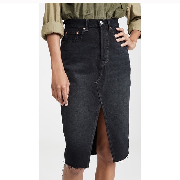 NEW Levi's Black Deconstructed Denim Pencil Skirt - Picture 12 of 12